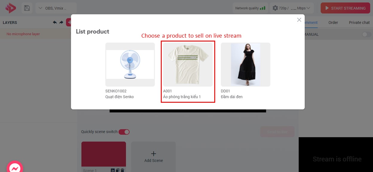 Show products on livestream -2